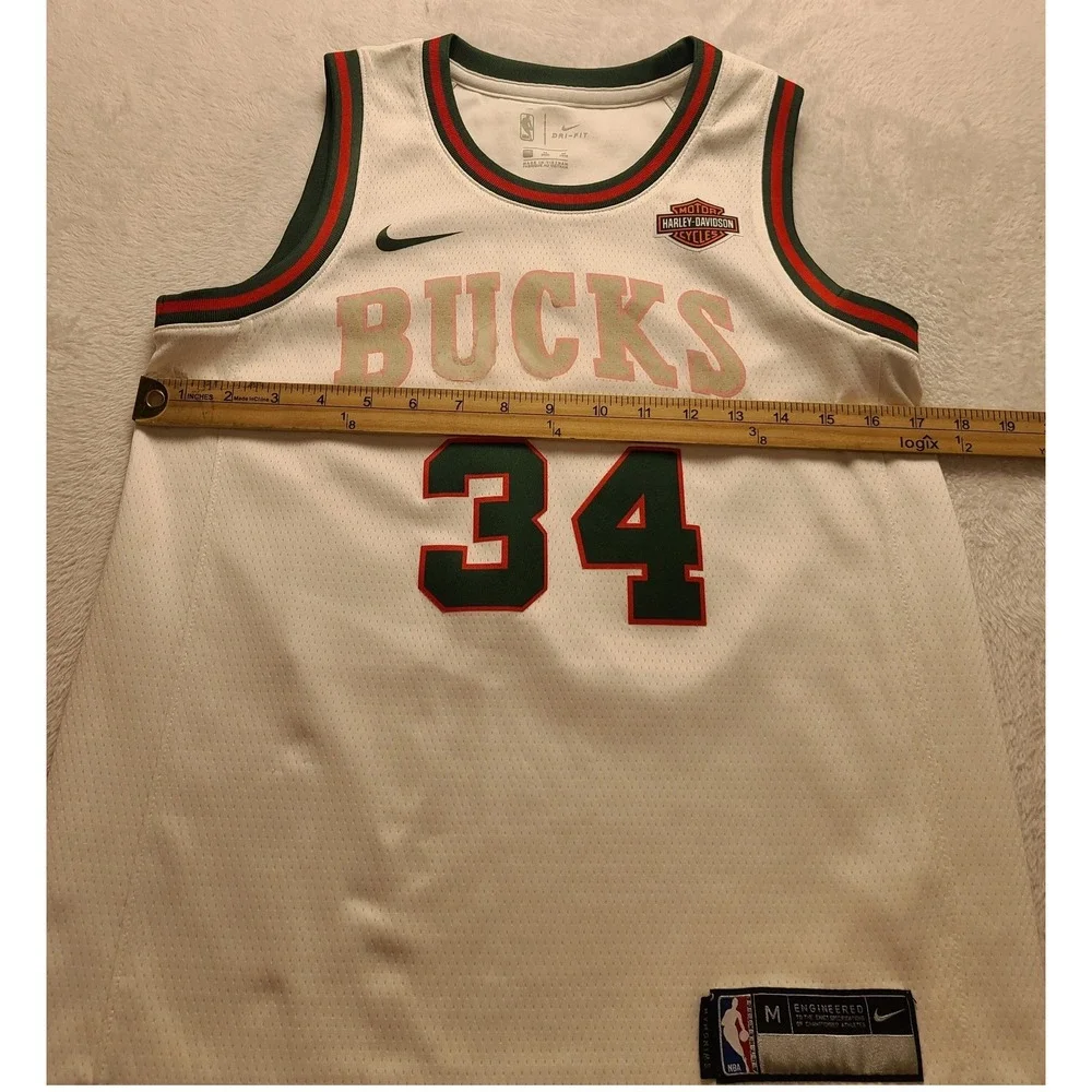 Nike Milwaukee Bucks Giannis Antetokounmpo 34 Jersey White Harley Davidson  M